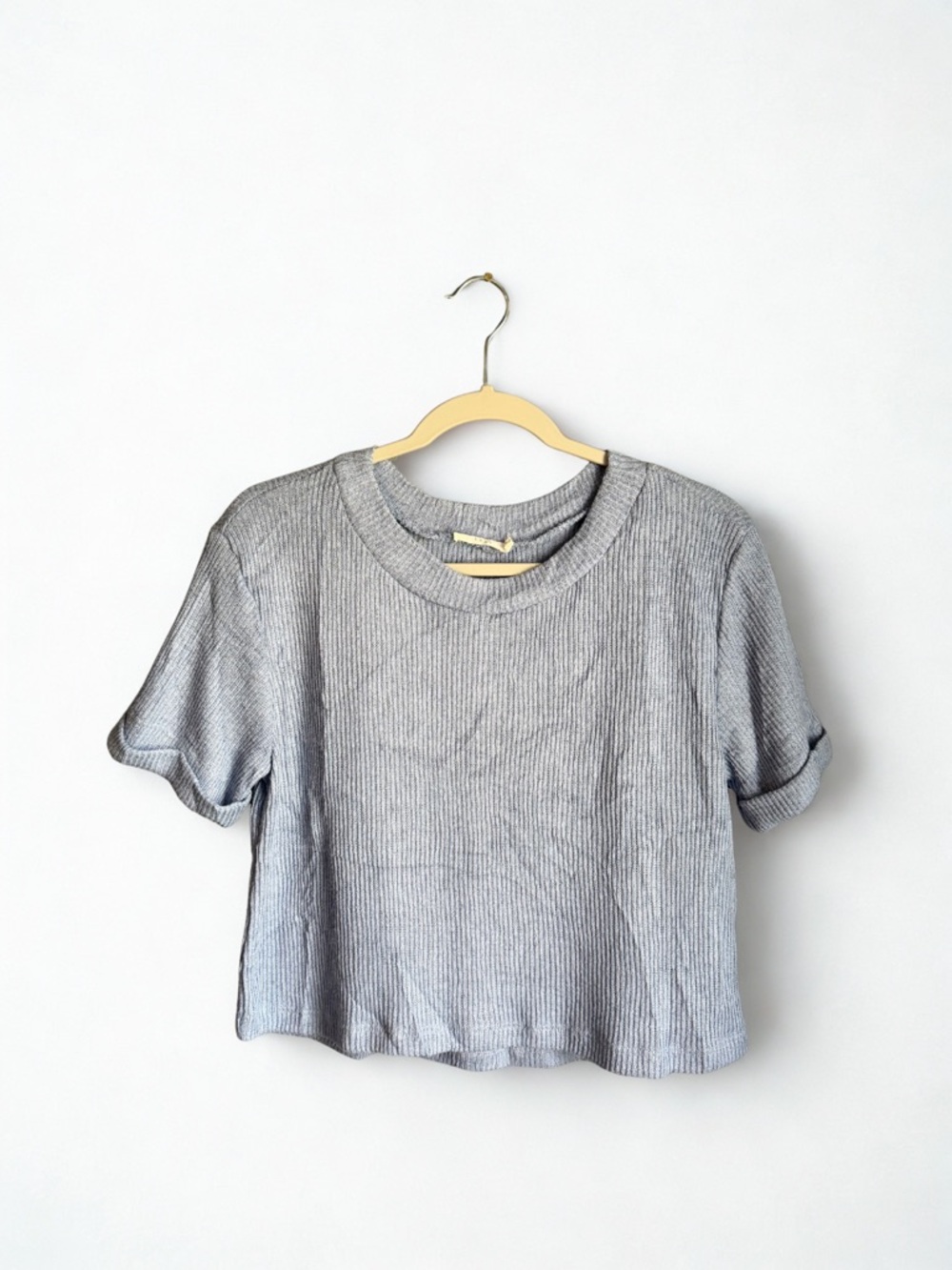 Lush Heather Gray Ribbed Crop Top
